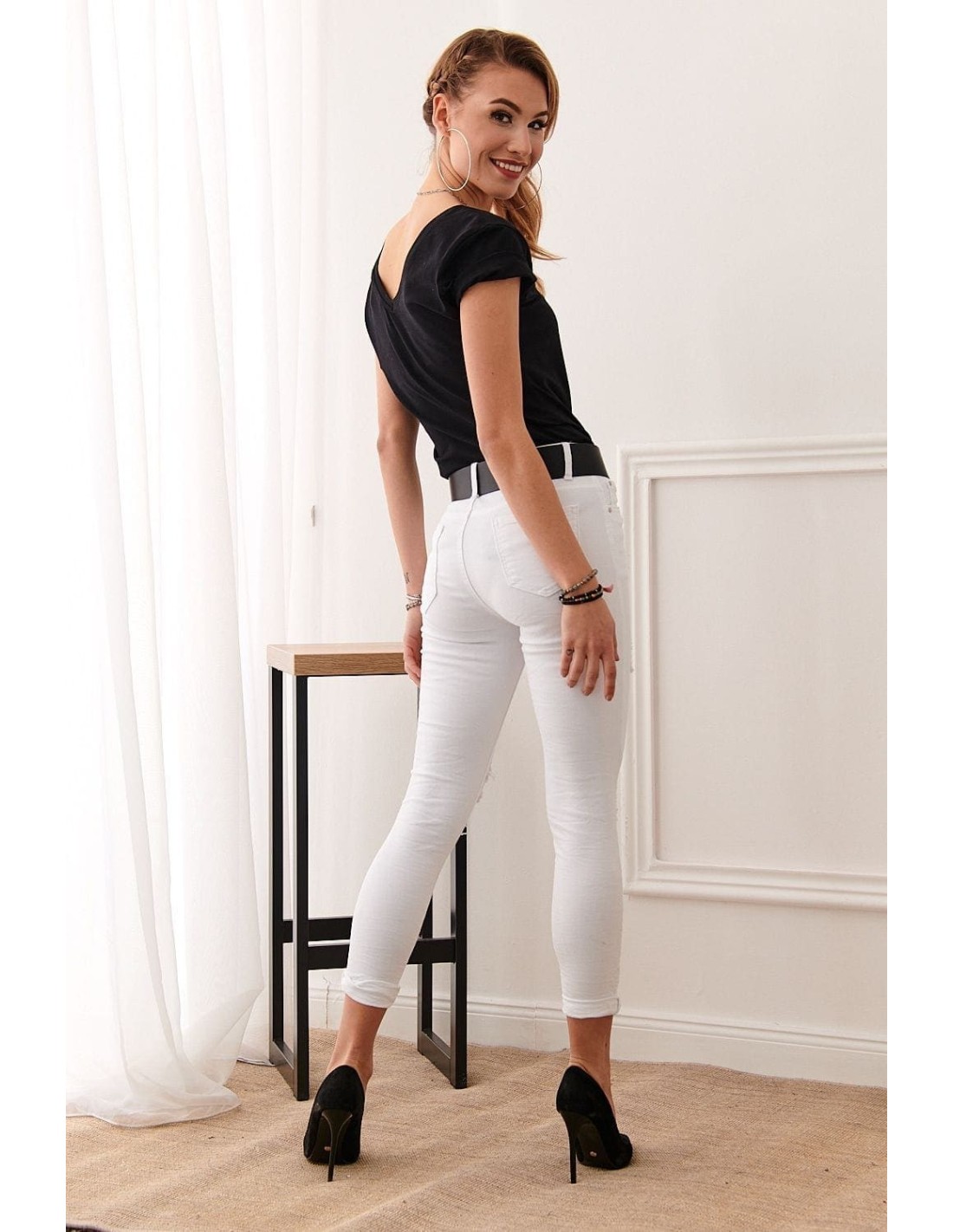 White jeans with holes 3880 - Online store - Boutique